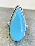 Aqua Chalcedony Solid 925 Sterling Silver Ring 6