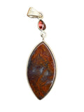 Red Moss Agate & Garnet Solid 925 Sterling Silver Pendant