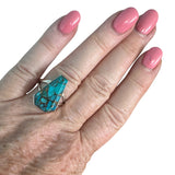 Kingman Blue copper Turquoise Solid 925 Sterling Silver Ring