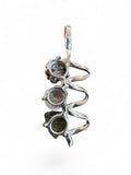 Moldavite, Herkimer Diamond & Meteorite Solid 925 Sterling Silver Pendant