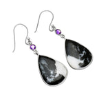 White Buffalo Jasper & Amethyst Solid 925 Sterling Silver Earrings