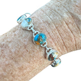 Kingman Turquoise & Spiny Oyster Solid 925 Sterling Silver Bracelet