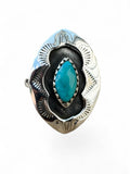 Kingman Turquoise Shadow Box Solid 925 Sterling Silver Ring 9