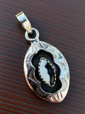 White Buffalo Shadow Box Solid 925 Sterling Silver Pendant