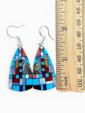 Inlay Mosaic Solid 925 Sterling Silver Earrings