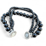 Black Agate Magnetic beaded Bracelet 7.5 inch