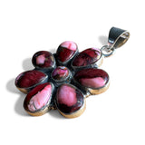 FLOWER Kingman Red Rose Dahlia Solid 925 Sterling Silver Pendant