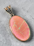 Synthetic Pink Fire Opal Silver Overlay Pendant
