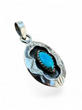 Kingman Turquoise Shadow Box Solid 925 Sterling Silver Pendant
