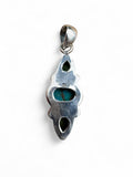 Kingman Blue and Green Turquoise Solid 925 Sterling Silver Pendant