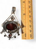 Mookaite Jasper & Carnelian Silver Overlay Pendant