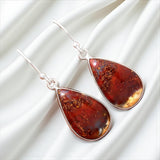 Red Moss Agate Solid 925 Sterling Silver Earrings