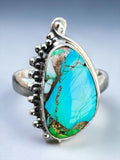 Kingman Blue Ice Dahlia Solid 925 Sterling Silver Ring 6