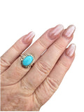 Kingman Turquoise Solid 925 Sterling Silver Ring 6