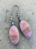 Pink Opal & Amethyst Solid 925 Sterling Silver Earrings