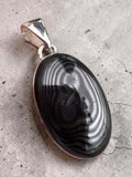 Bulls Eye Crown of Silver Psilomelane Solid 925 Sterling Silver Pendant