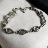 Gold Rutilated Quartz Solid 925 Sterling Silver Bracelet