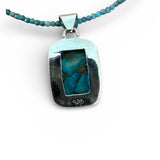 Kingman Blue Ice Dahlia Solid 925 Sterling Silver Pendant Necklace