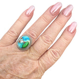 Kingman Peacock Dahlia Solid 925 Sterling Silver Ring 6