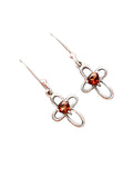 Garnet Cross Solid 925 Sterling Silver  Pendant Earrings Set