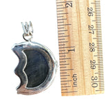 MOON Carved Labradorite Solid 925 Sterling Silver Pendant