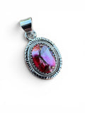 Kingman Pink Dahlia Turquoise Solid 925 Sterling Silver Pendant