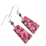 Pink Thulite & Garnet Solid 925 Sterling Silver Earrings
