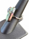 Lemon Chrysoprase & Moonstone Solid 925 Sterling Silver Ring 9