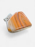 Orange Botswana Agate Silver Overlay Pendant