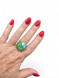 Kingman Peacock Dahlia Solid 925 Sterling Silver Ring 9