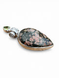 Leopardskin Jasper & Peridot Solid 925 Sterling Silver Pendant