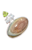 Imperial Jasper & Peridot Solid 925 Sterling Silver Pendant