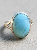 Caribbean Larimar Solid 925 Sterling Silver Ring 9.5