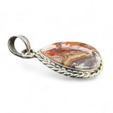 Crazy Lace Agate teardrop Solid 925 Sterling Silver Pendant