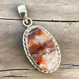 Crazy Lace Agate round Solid 925 Sterling Silver Pendant