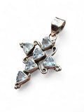 CROSS Blue Topaz Solid 925 Sterling Silver Pendant