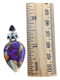 Kingman Purple Turquoise & Oyster Solid 925 Sterling Silver Pendant