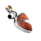 Cady Mountain Agate & Citrine Solid 925 Sterling Silver Pendant