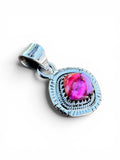 Kingman Pink Dahlia Turquoise Solid 925 Sterling Silver Pendant