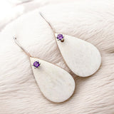 Scolecite & Amethyst Solid 925 Sterling Silver Earrings