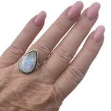 Rainbow Moonstone Solid 925 Sterling Silver Ring 8