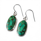 Kingman Green Mojave Turquoise Solid 925 Sterling Silver Earrings