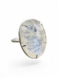 Faceted Rainbow Moonstone Solid 925 Sterling Silver Ring 8