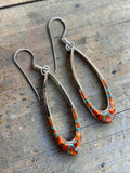 Navajo Oyster Shell & Fire Opal Inlay Solid 925 Sterling Silver Earrings