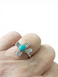 Kingman Turquoise Cactus Solid 925 Sterling Silver Ring 8