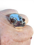 FLOWER Baltic Amber Solid 925 Sterling Silver Ring 7