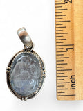 Carved Rainbow Moonstone Solid 925 Sterling Silver Pendant