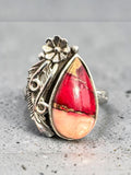Kingman Red Rose Dahlia Solid 925 Sterling Silver Ring 9