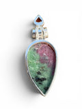 Ruby in Zoisite & Garnet Solid 925 Sterling Silver Pendant