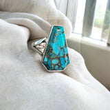 Kingman Blue copper Turquoise Solid 925 Sterling Silver Ring